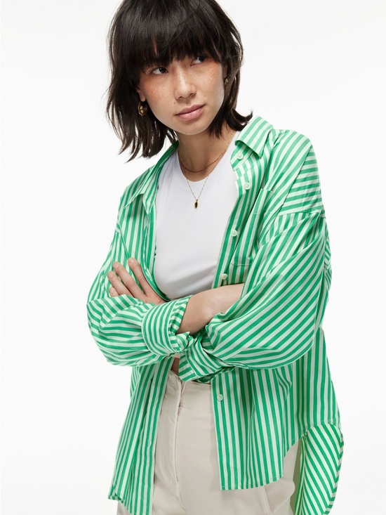 Aritzia Tops - Wilfred Free - Relaxed Shirt - Green Stripe